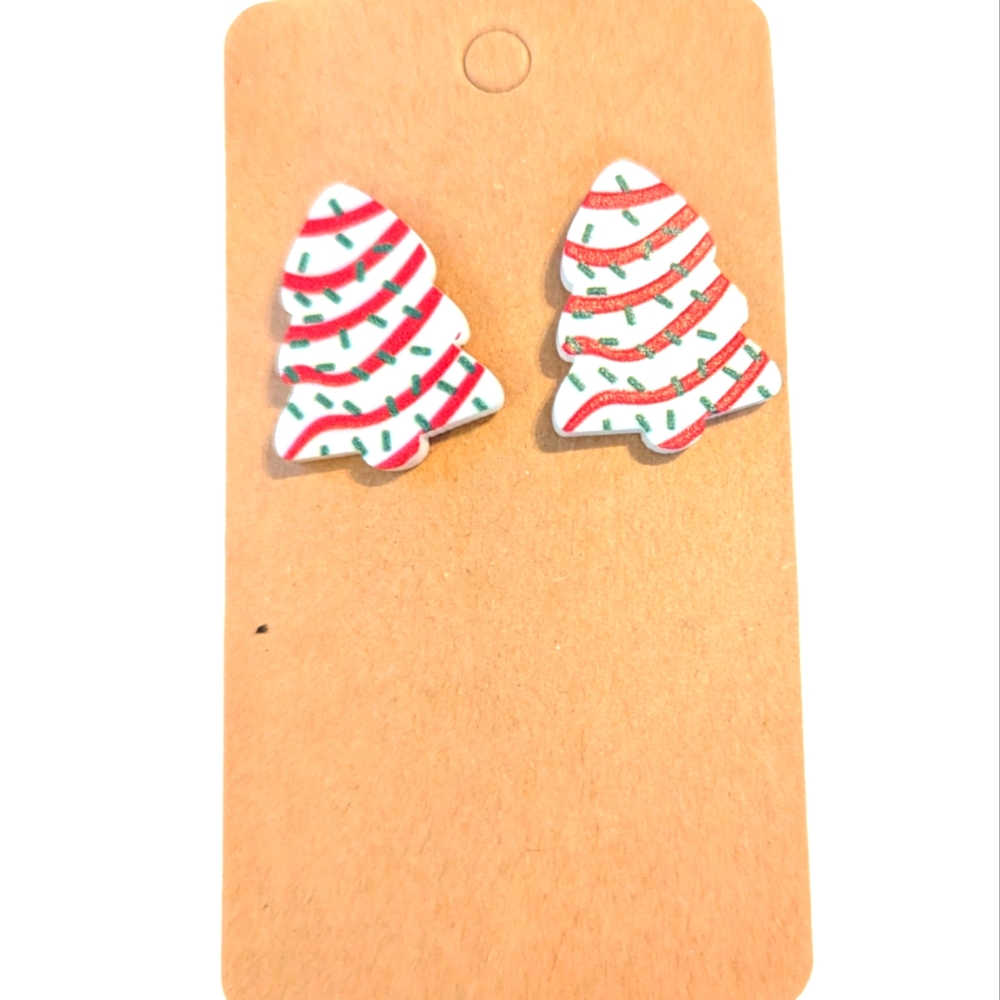 Little Debbie Cake Christmas Tree Earrings